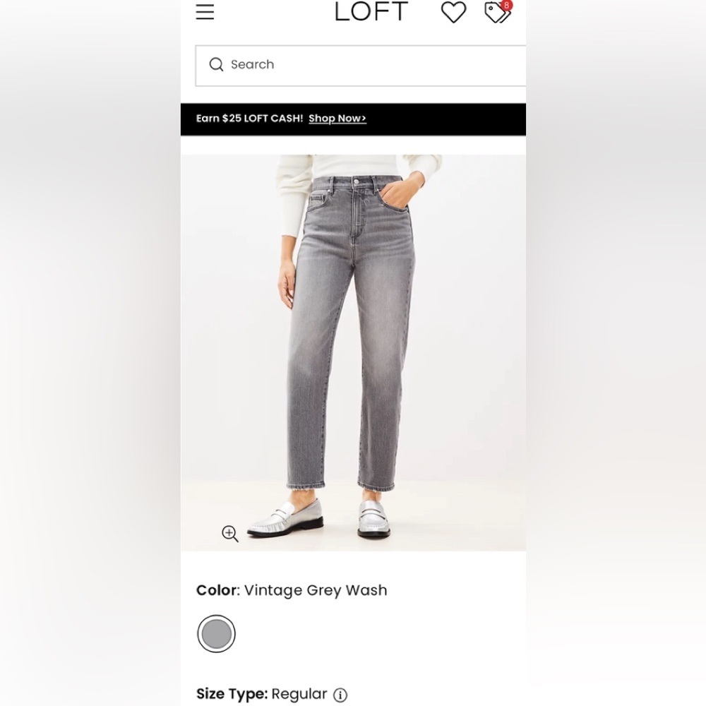 Loft High Rise Straight Jeans in Vintage Grey Wash